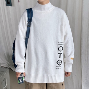 M18114-P45加绒款-P65半高领毛衣男士大码针织衫男毛线衣男