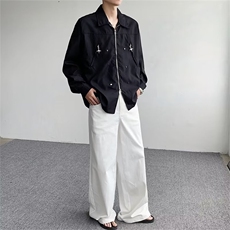 衬衫方领青春流行气质新款男长袖日系潮原宿文艺夏季纯色标准潮流，男装衬衫，星座601-2