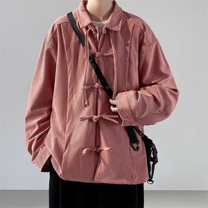 新中式风长袖衬衫男大码宽松休闲汉服唐装外套J215-P50