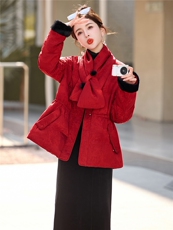 大货已出2025圣诞90羽绒服女冬新款收腰新中式淑女圆领中长款外套，女装羽绒服，依万里