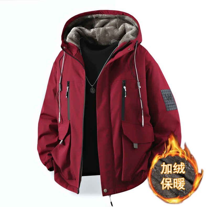 立体冬季外套加绒加厚潮牌夹克连帽宽松保暖派克服 A436-D209-P80图片
