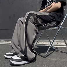 休闲阔腿裤男韩版潮流高街帅拼色拉链2024春夏季ins长裤K5097-P45，男装休闲裤，星座412-2