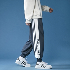 21春季新款港风蓝底宽松大码撞色百搭束脚休闲裤运动裤0548-P40，男装休闲裤，星座914-3