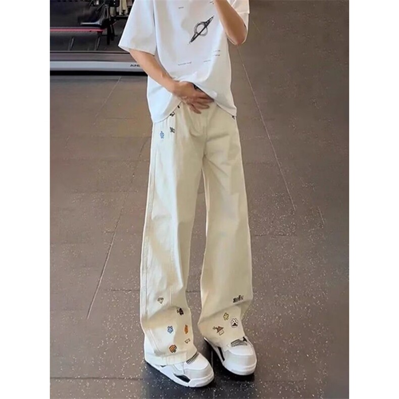 美式痞帅高级感卡通弯刀牛仔裤男生ootd穿搭裤子慵懒松弛感阔腿裤,男装牛仔裤,四季星座505