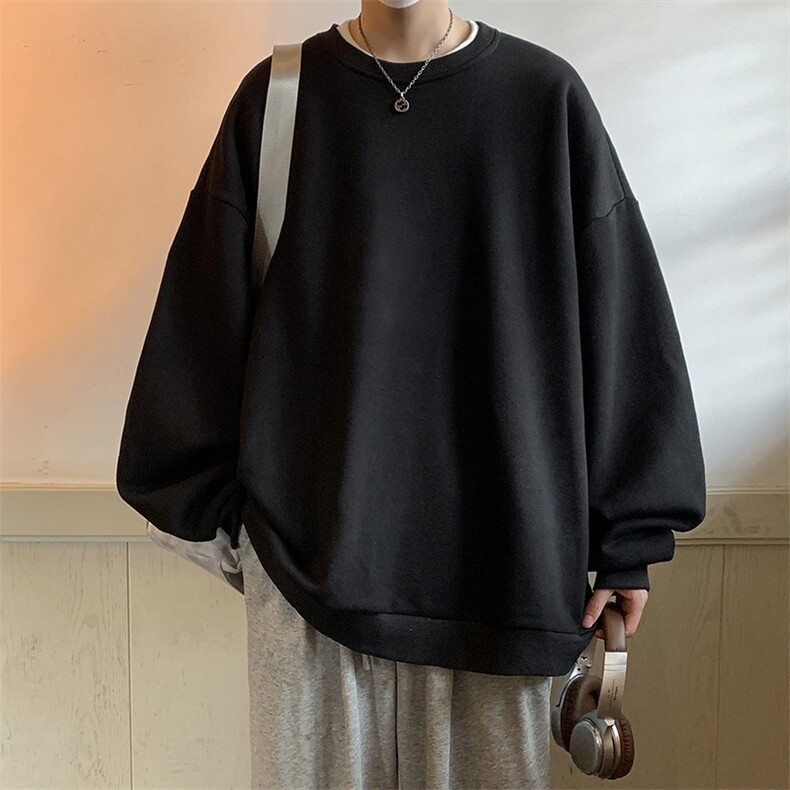 圆领卫衣男大码加厚加绒长袖t恤男S6099-P28加绒款-P33,男装卫衣,电商A040