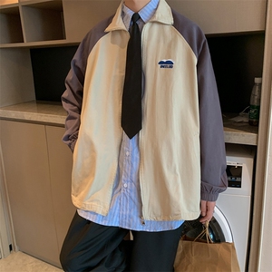 休闲宽松百搭外套嘻哈新款潮牌男拼接撞色夹克棒球服  W1441-P50图片