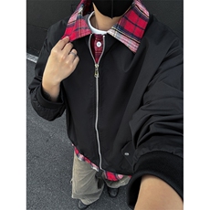 老钱风假两件外套男2025春秋新款拼接撞色宽松cleanfit飞行服夹克，男装夹克，星座410-6（原星座1304-1）