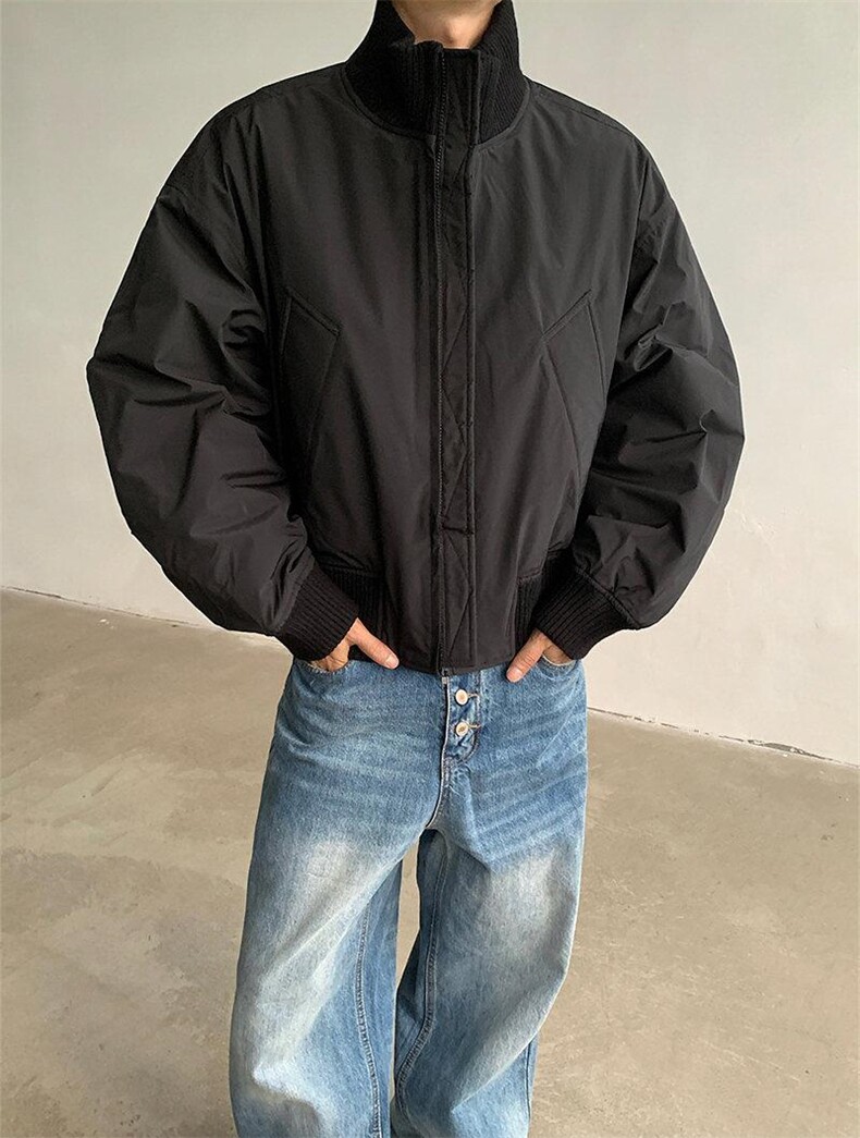 现货26春装美拉德立领飞行夹克纯色复古廓形高街棒球服外套,男装夹克,电商A486