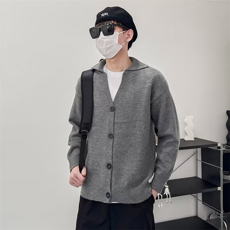 春秋韩系翻领开衫毛衣男士时尚简约纽扣针织衫复古休闲百搭薄外套,男装针织衫/毛衣,星座1013