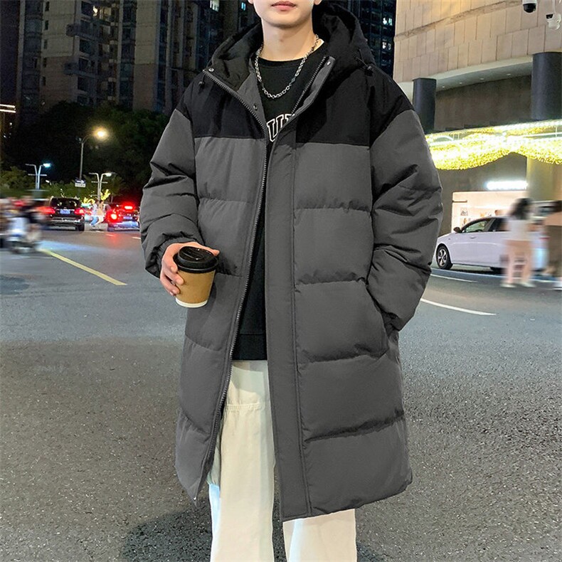 中性风长款棉衣男二开宽松连帽加厚棉袄DSA157B-M77777-特P100图片