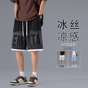 2025 夏季新款 灰墙美式印花冰丝短裤M-5XL HK25450-P35图片