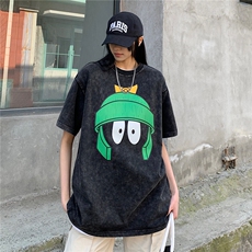 高街2023美式水洗印花圆领宽松短袖T恤男半袖潮D243P38男类，男装T恤，电商A335-1（原A458）