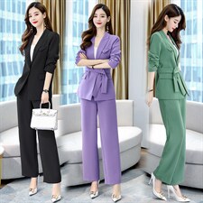 2021春季时尚纯色西装潮流休闲简约女款时尚套装，女装套装/套裙，韩宇舍