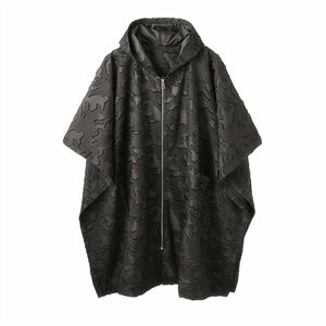 山本暗黑风高定立体图案连帽斗篷中长款风衣潮A452--687图片
