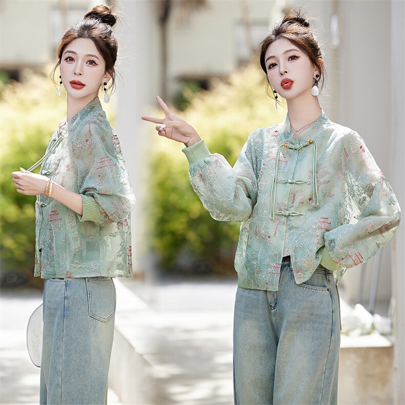 新中式国风外套春夏2025新款爆款高端小个子冰丝盘扣小香风短上衣，女装短外套，仟媚宠