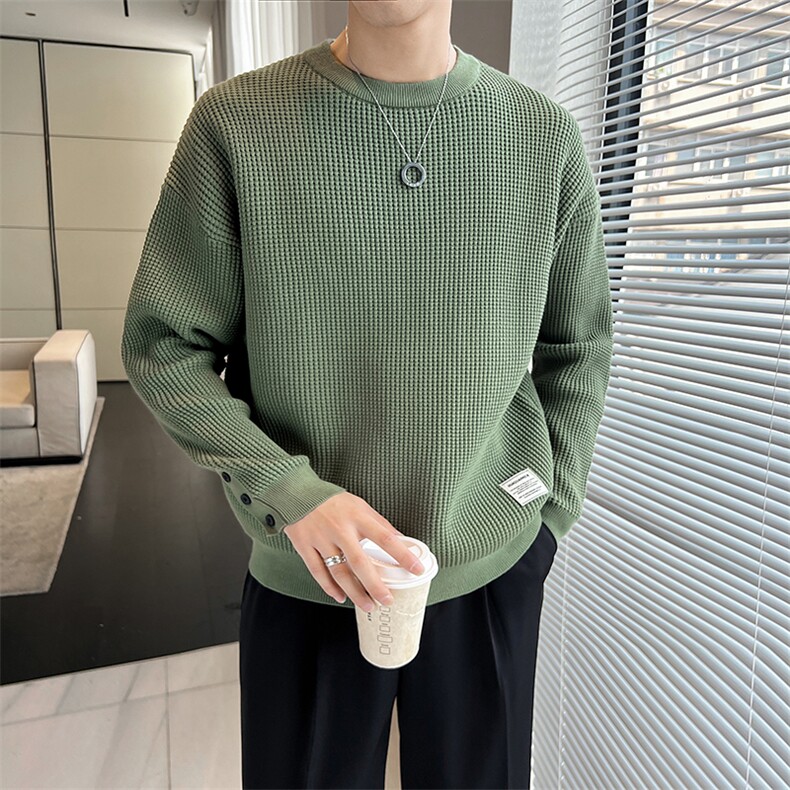 B353MY909P80绿色2025秋冬男士常规版型潮版针织衫套头毛体男,男装针织衫/毛衣,电商B353