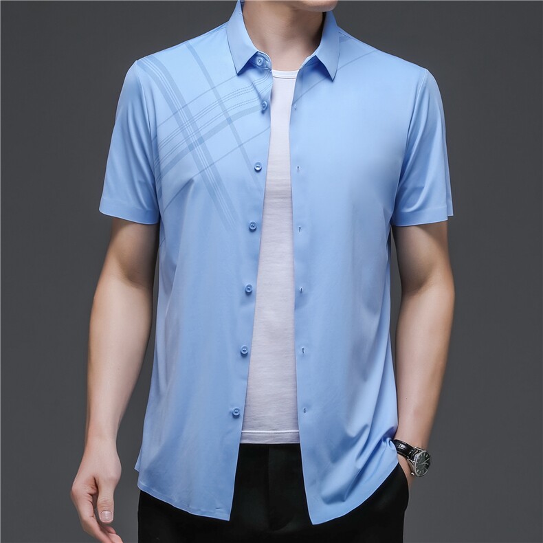 LLDN9996男式2023年夏季新款衬衫男短袖翻领休闲衬衣P65,男装衬衫,电商B360