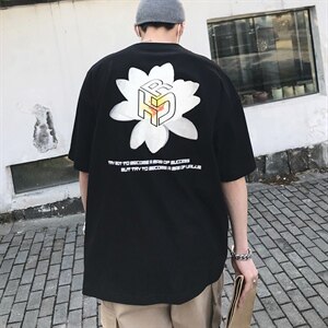 【】A003-HT1187-P25 夏装新款花朵印花短袖T恤 几物图片