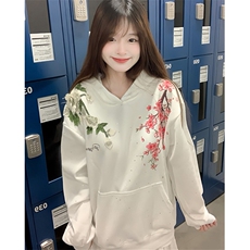 立体花卉刺绣连帽卫衣女秋冬加绒加厚美式重磅帽衫WK3231，男装卫衣，星座1116A（原606A-3）