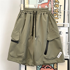 潮牌军绿色工装短裤男夏高街痞帅直筒运动中裤美式户外休闲五分裤，男装牛仔裤，星座506A