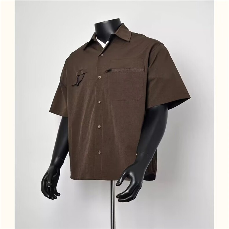 WE1559-P412025夏季复古宽松休闲防水机能工装短袖衬衣,男装T恤,电商B323A