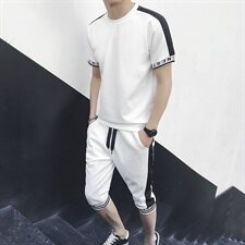 休闲运动T恤两件套圆领套装短款时尚短裤T恤套装DS81TP55，男装T恤，电商A102