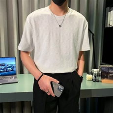 提花T恤男款短袖潮流休闲打底衫夏季宽松圆领韩版半袖体恤T576，男装T恤，星座1116A-2（原606A-1）