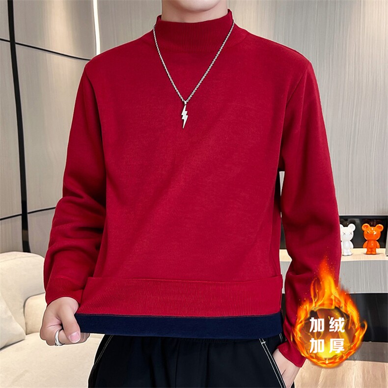 2023-403-2-M668-P26男新款半高领一体绒毛衣针织衫时尚帅气加绒,男装针织衫/毛衣,星座1018-1​