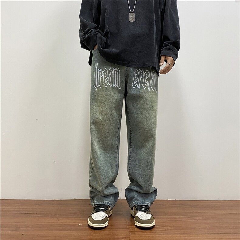 k791-p55-控78拉链黄泥牛仔在高阶宽松大码牛仔裤cityboy,男装牛仔裤,星座116