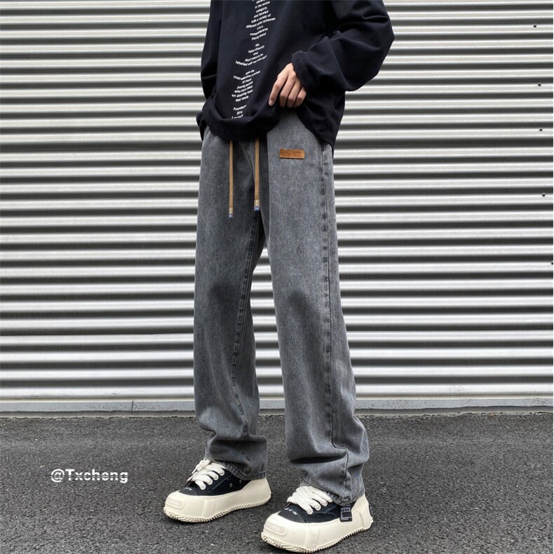 美式复古水洗牛仔裤宽松直筒2023新款裤子B315-K5550-P45控58图片