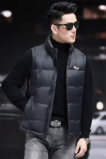 新款高品质立领短款90白鸭绒羽绒服马甲中年男装加厚羽绒服马甲，男装羽绒服，钱塘723