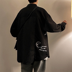 衬衫男长袖印花字母条纹韩版潮流帅2026夏季新款ins外套CY241-P36，男装衬衫，星座412