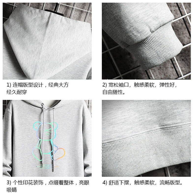WY2139-P40纯棉连帽卫衣男大码运动帽衫宽松薄外套网格挂拍,男装卫衣,电商A040A