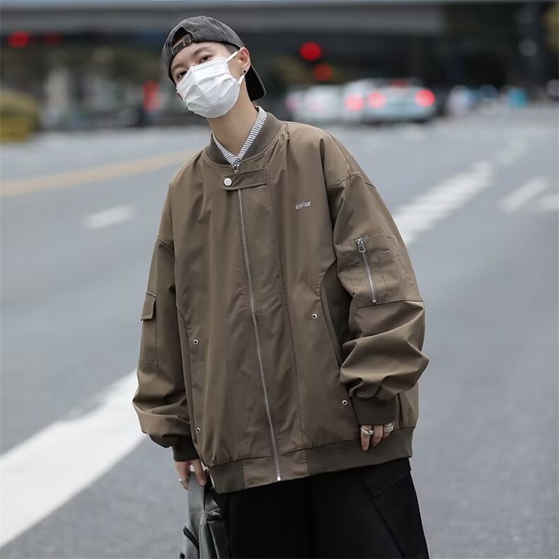 2025秋美式复古飞行员夹克棒球服男女小众工装外套 JK2547图片