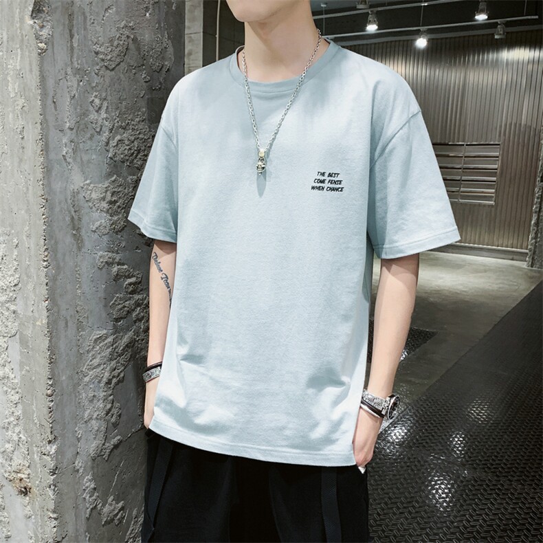 夏天短袖t恤2021新款圆领夏季打底衫潮流半袖纯棉男装DS727T,男装T恤,电商A102