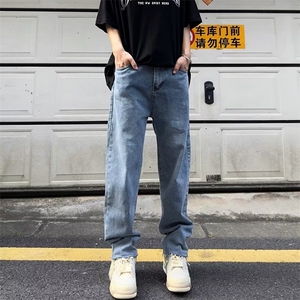 1506/Q2290/P43夏季休闲阔腿男士直筒宽松复古牛仔裤图片