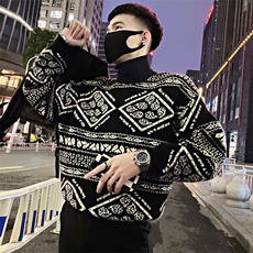 LV102/特P103控143冬季社会小伙高领美系韩版针织衫打底毛衣男黑1，男装T恤，星座305B