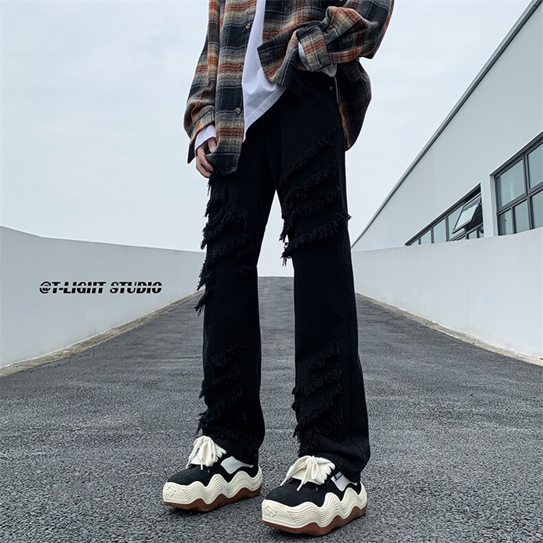 B221美式ins高街暗黑小众情侣个性款休闲牛仔裤LK23051-P65控88,男装牛仔裤,电商B221