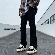 B221美式ins高街暗黑小众情侣个性款休闲牛仔裤LK23051-P65控88，男装牛仔裤，电商B221