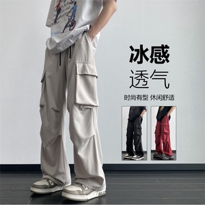抖音品质夏季新款冰丝大口袋宽松工装裤B315-K24166-特p35控68图片