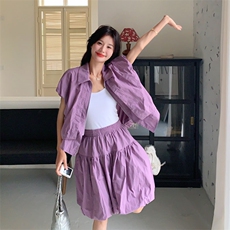 休闲工装甜酷风衬衫短裙套装两件套女夏减龄时尚洋气小个子高级感，女装套装/套裙，2D143
