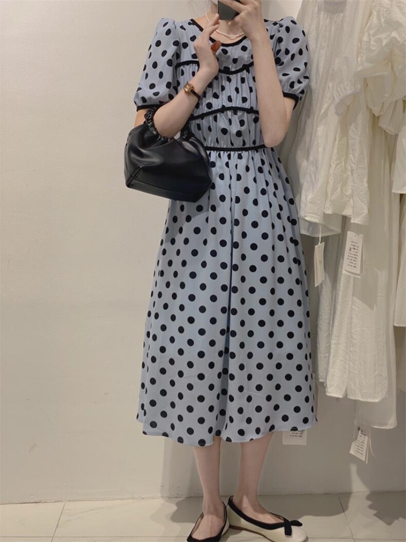 波点收腰裙，其它，驿谷
