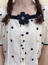 现货夏季新款花朵装饰波点小衫，其它，蘑小菇