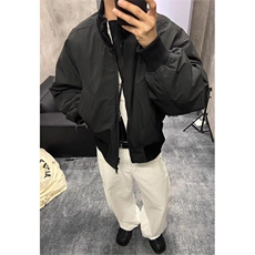 黑色飞行夹克棉服男冬季短款面包服美式cleanfit廓形立领棉衣外套，男装棉衣，星座908-1