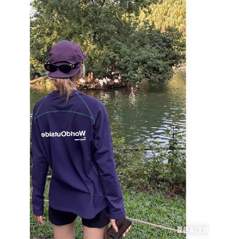 美式高街解构工艺速干长袖T恤男女款防晒罩衫户外运动潮牌骑行服,男装防晒衣,电商A486
