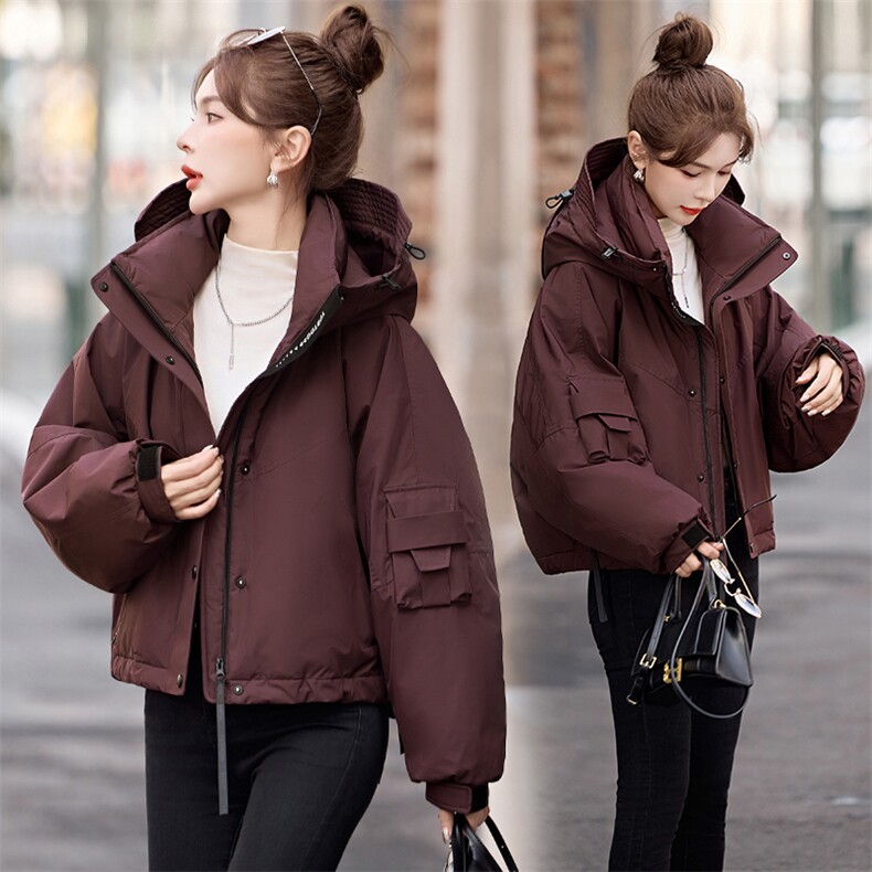 休闲保暖工装羽绒服女2024冬季新款小个子超好看派克服白鸭绒外套,女装羽绒服,依如秀(原杭风阁)