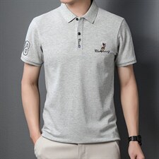夏季纯棉半袖POLO衫男士短袖T恤时尚上衣翻领t恤带扣子上衫潮P55，男装T恤，钱塘6003A(原)4033A