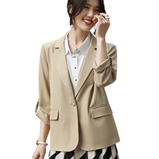 重磅醋酸缎面白色小西装外套春夏款垂坠感一粒扣女长袖防晒小西服，女装西装，朝贺羊绒