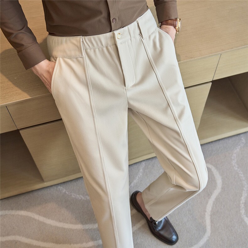 K307-P65抖音小志家同款秋冬毛呢裤子后腰带松紧4色，男装休闲裤，电商A211