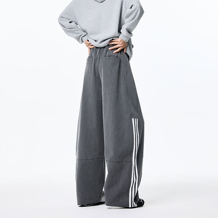 抖音品质春季新款美式潮流条纹宽松拖地裤B315-K915-特p40控78,男装休闲裤,电商B315
